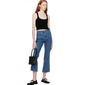 GANNI NWT Women’s Blue Rigid Betzy Jeans Slim Flare High Rise Size 32